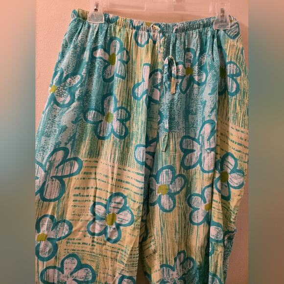 Weekend Traffic Womens Floral Loose Fit Pants Summer Tropical Vacation XL Rayon - Picture 3 of 8